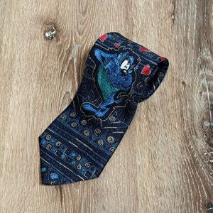 Vintage 1995 Taz Looney Tunes Silk Tie Made in Italy | 90s Cartoon Hearts